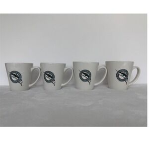 Vintage Florida Marlins MLB 1997 Coffee Mug Set of 4 Hunter Teal Silver Ceramic